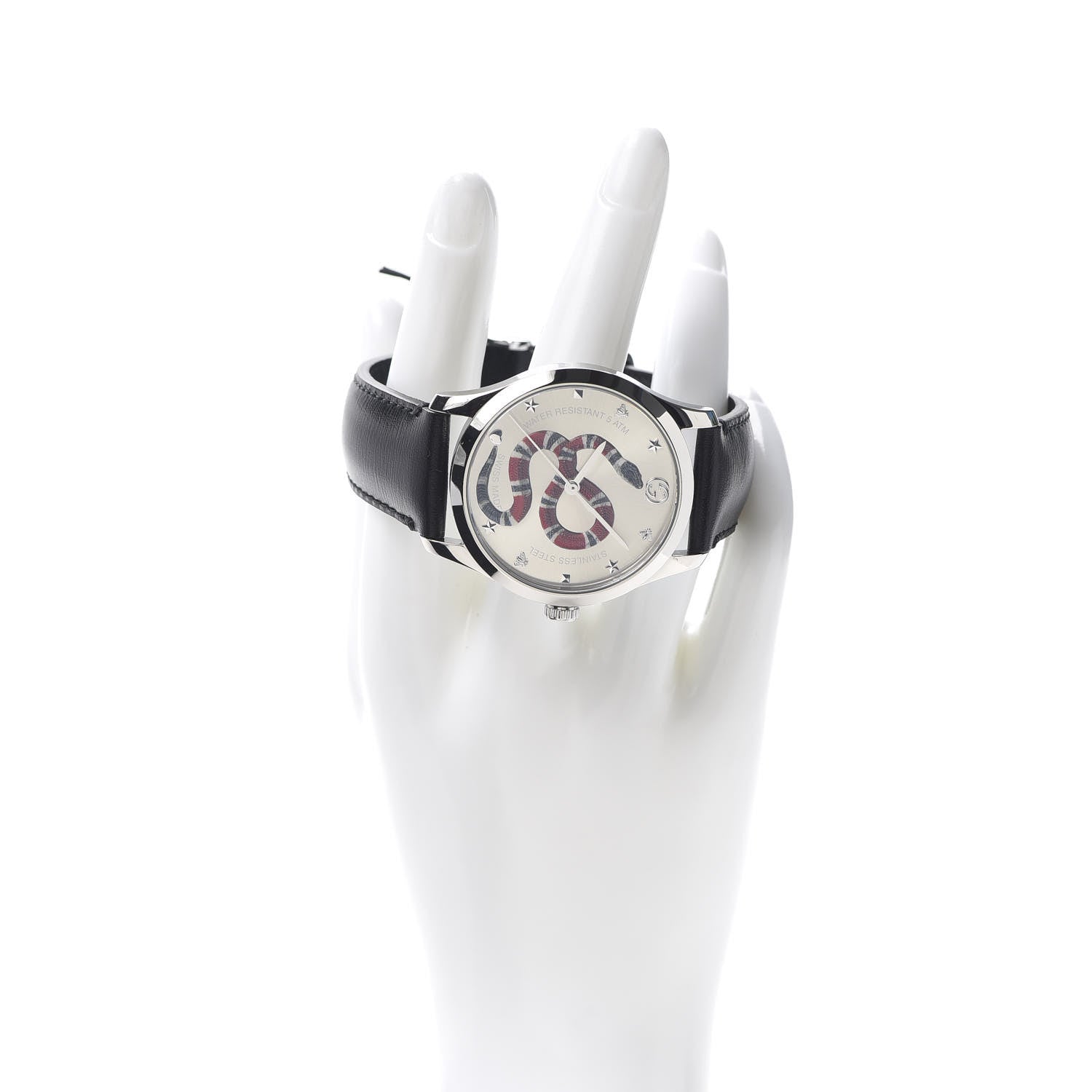 Gucci Stainless Steel Calfskin 38mm G-Timeless Snake Quartz Watch 2 of 7