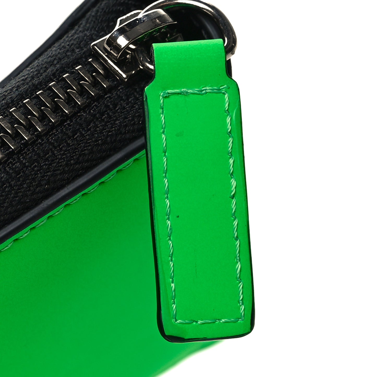 Calfskin Rubber Medusa Biggie Bifold Compact Zip Around Wallet Lime