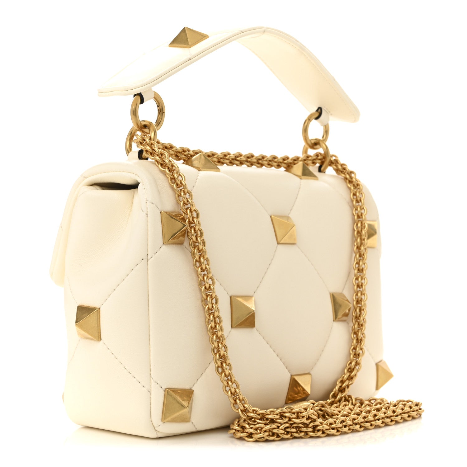 Valentino Garavani Nappa Medium Roman Stud Shoulder Bag Ivory 3 of 11