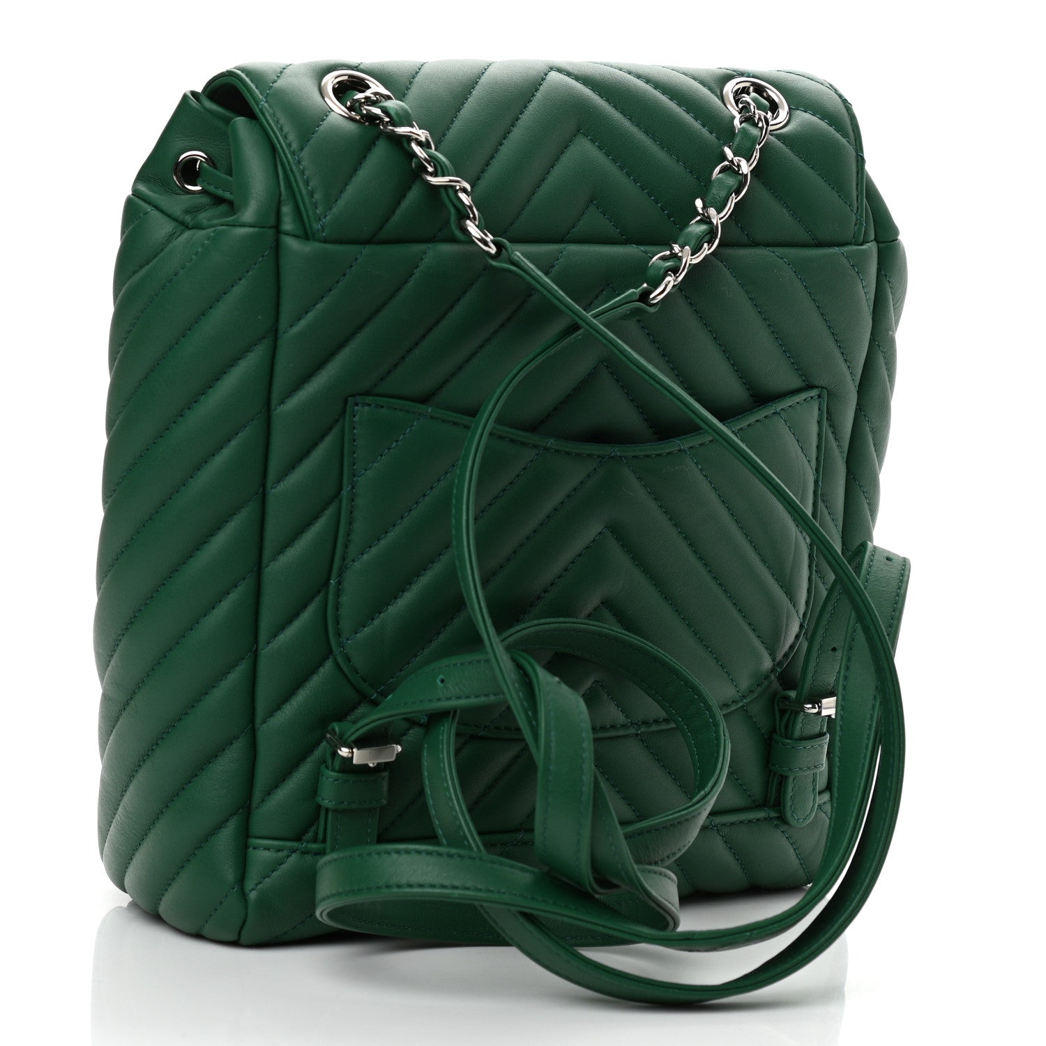Chanel Lambskin Chevron Quilted Small Urban Spirit Backpack Green 3 of 10