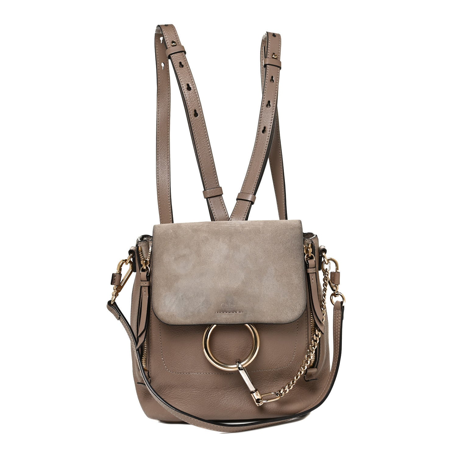 Chloe Suede Calfskin Small Faye Backpack Motty Grey 1 of 11