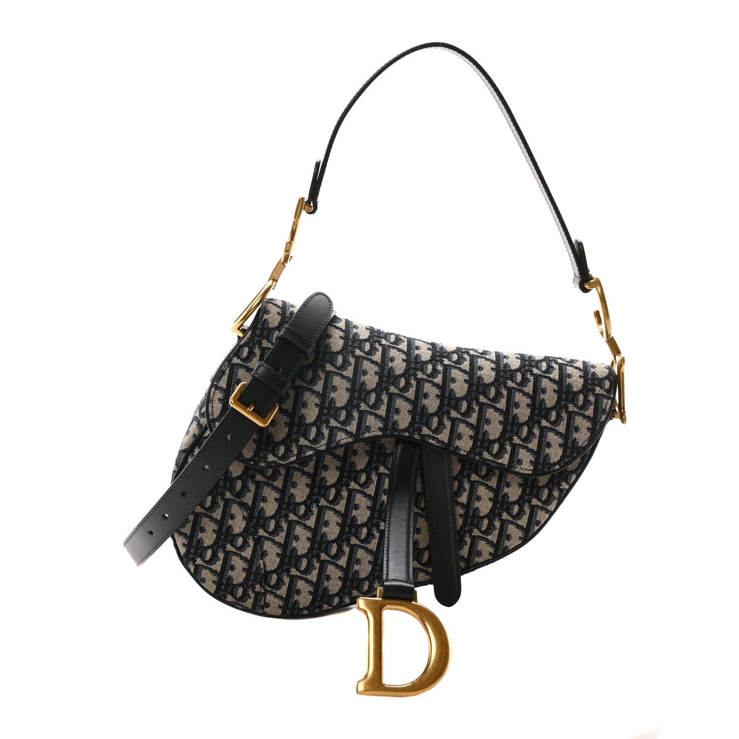 Christian Dior Oblique Saddle Bag With Strap Blue 1 of 11