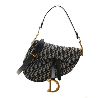 Christian Dior Oblique Saddle Bag With Strap Blue 1 of 11