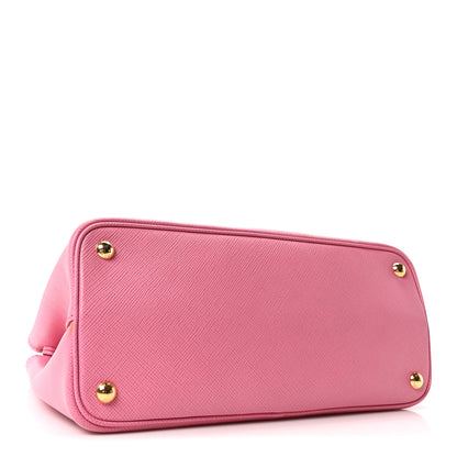 Prada Saffiano Cuir Small Bi-Color Double Bag Begonia Sole 4 of 10