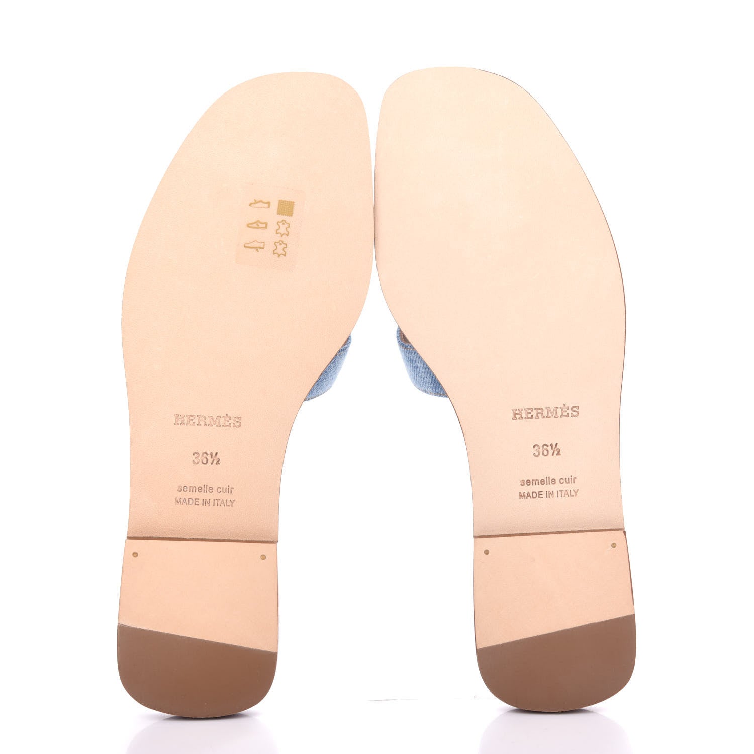 Hermes Denim Canvas Oran Sandals 36.5 Bleu Clair 6 of 11