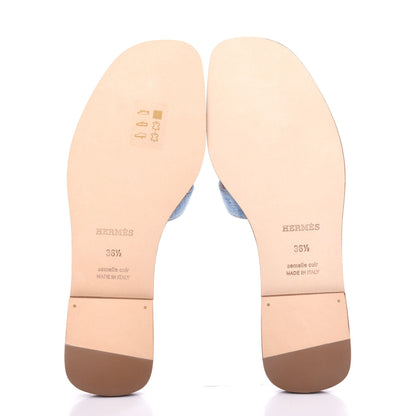 Hermes Denim Canvas Oran Sandals 36.5 Bleu Clair 6 of 11