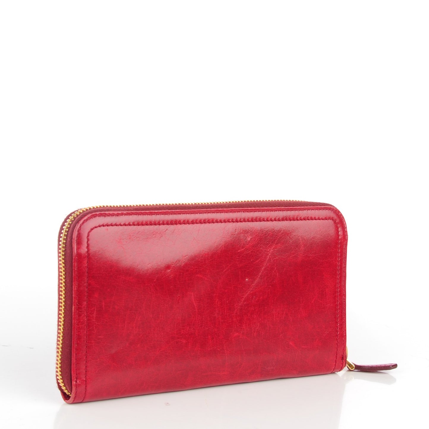Vitello Shine Zip Around Wallet Rubino