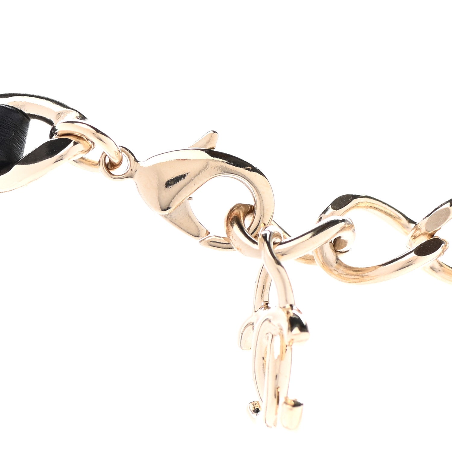 Chanel Metal Lambskin Chain CC Choker Necklace Black Gold 5 of 7