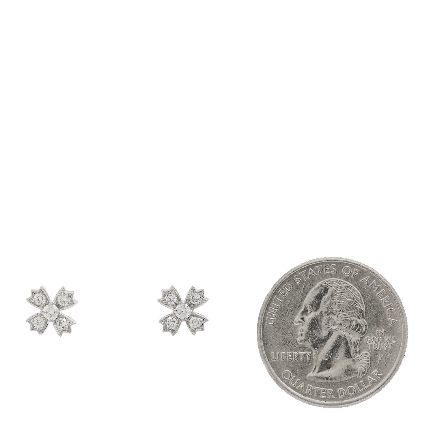Tiffany Platinum Diamond Flower Cross Screw Back Earrings 2 of 4