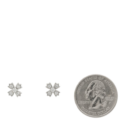 Tiffany Platinum Diamond Flower Cross Screw Back Earrings 2 of 4