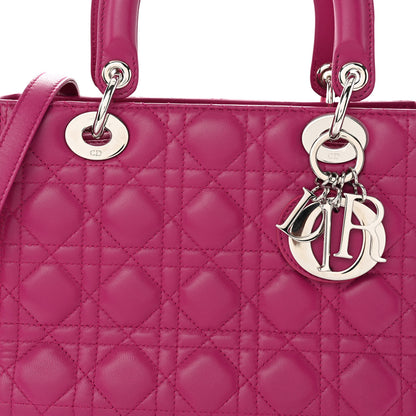 Christian Dior Lambskin Cannage Medium Lady Dior Fuchsia 7 of 9