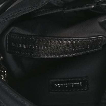 Balenciaga Recycled Sport Nylon Logo Embroidered Wheel Drawstring Bucket Bag Black White 7 of 10