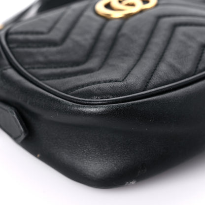 Gucci Calfskin Matelasse Mini GG Marmont Chain Shoulder Bag Black 9 of 25