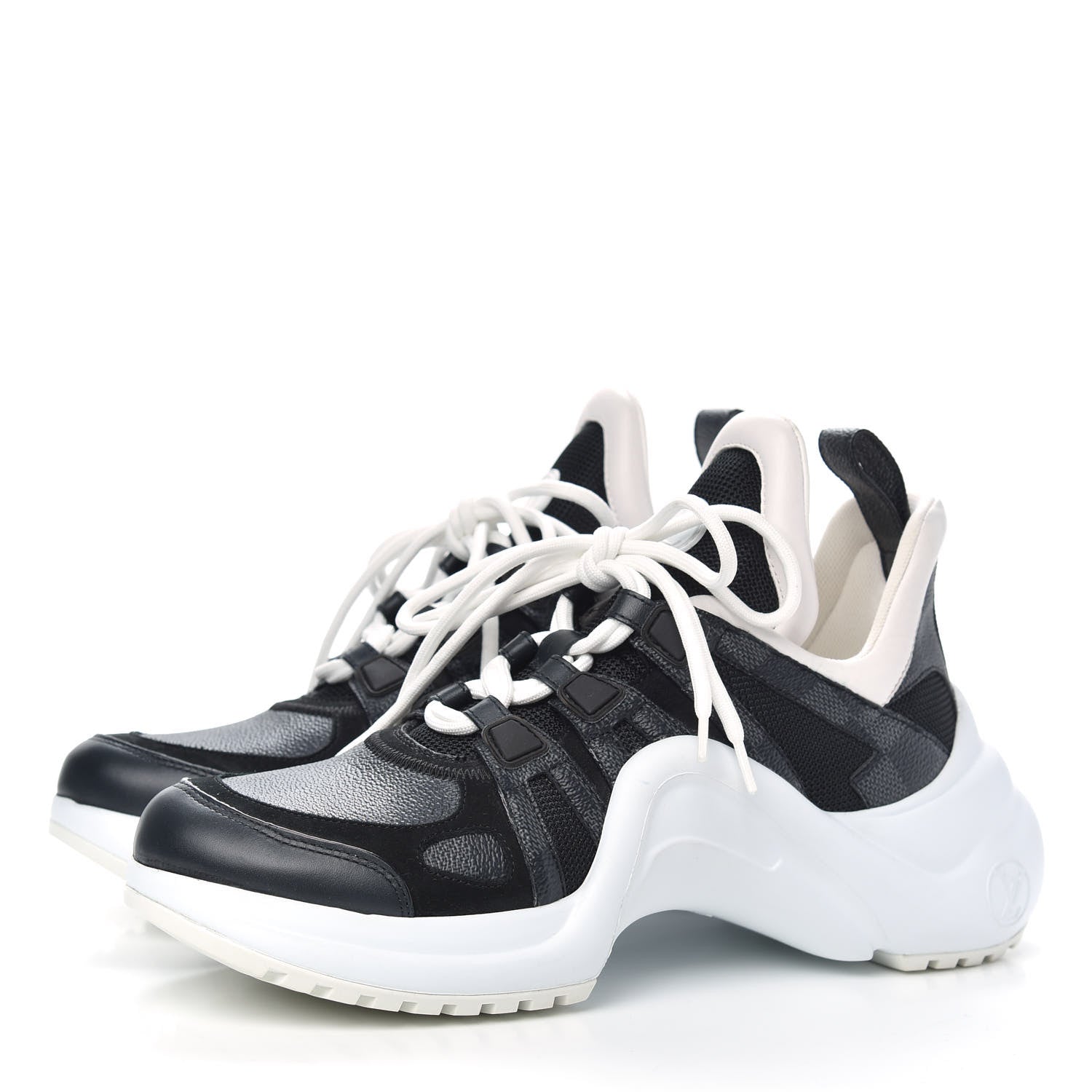 Louis Vuitton Calfskin Technical Nylon Damier Graphite LV Archlight Sneakers 39 Black White 3 of 9