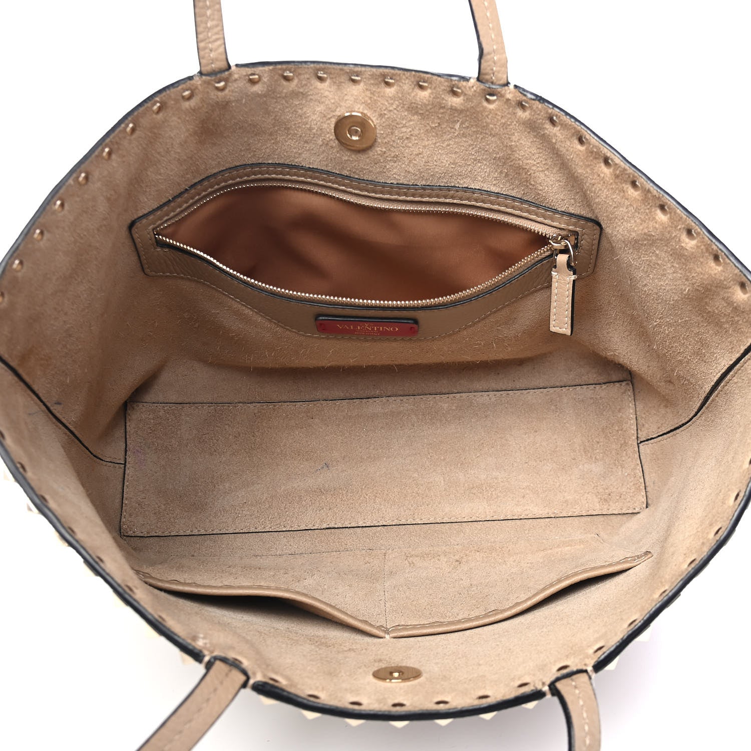Valentino Garavani Grained Calfskin Small Rockstud Shoulder Tote Beige 5 of 9