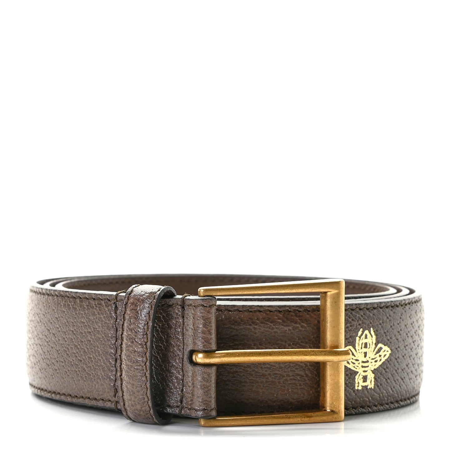 Textured Dollar Calfskin Bees And Stars Print 35mm Belt 105 42 New Acero Gold