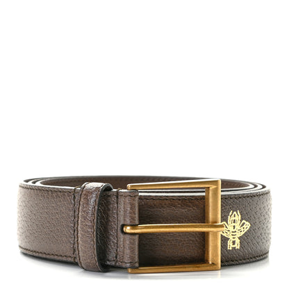 Gucci Textured Dollar Calfskin Bees And Stars Print 35mm Belt 105 42 New Acero Gold 2 of 5
