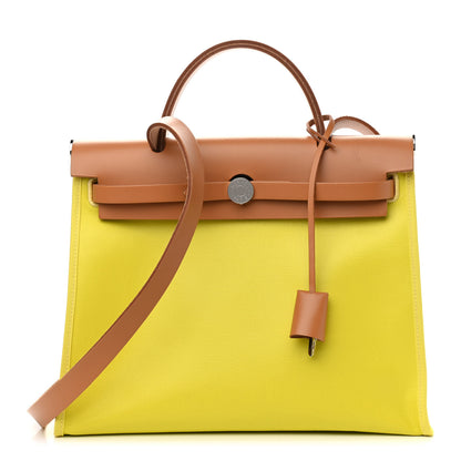 Hermes Toile Vache Hunter Herbag Zip 31 PM Soufre 3 of 10