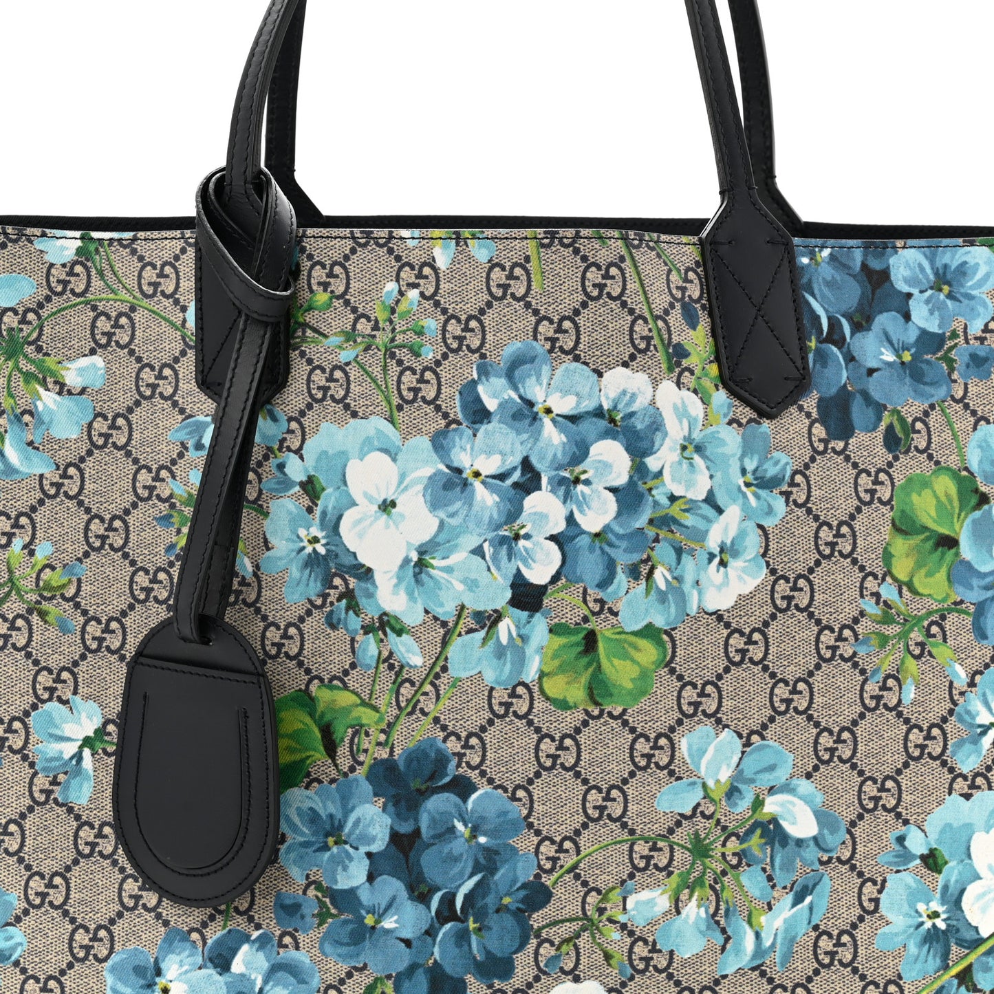 GG Supreme Monogram Blooms Medium Reversible Tote Beige Blue Navy