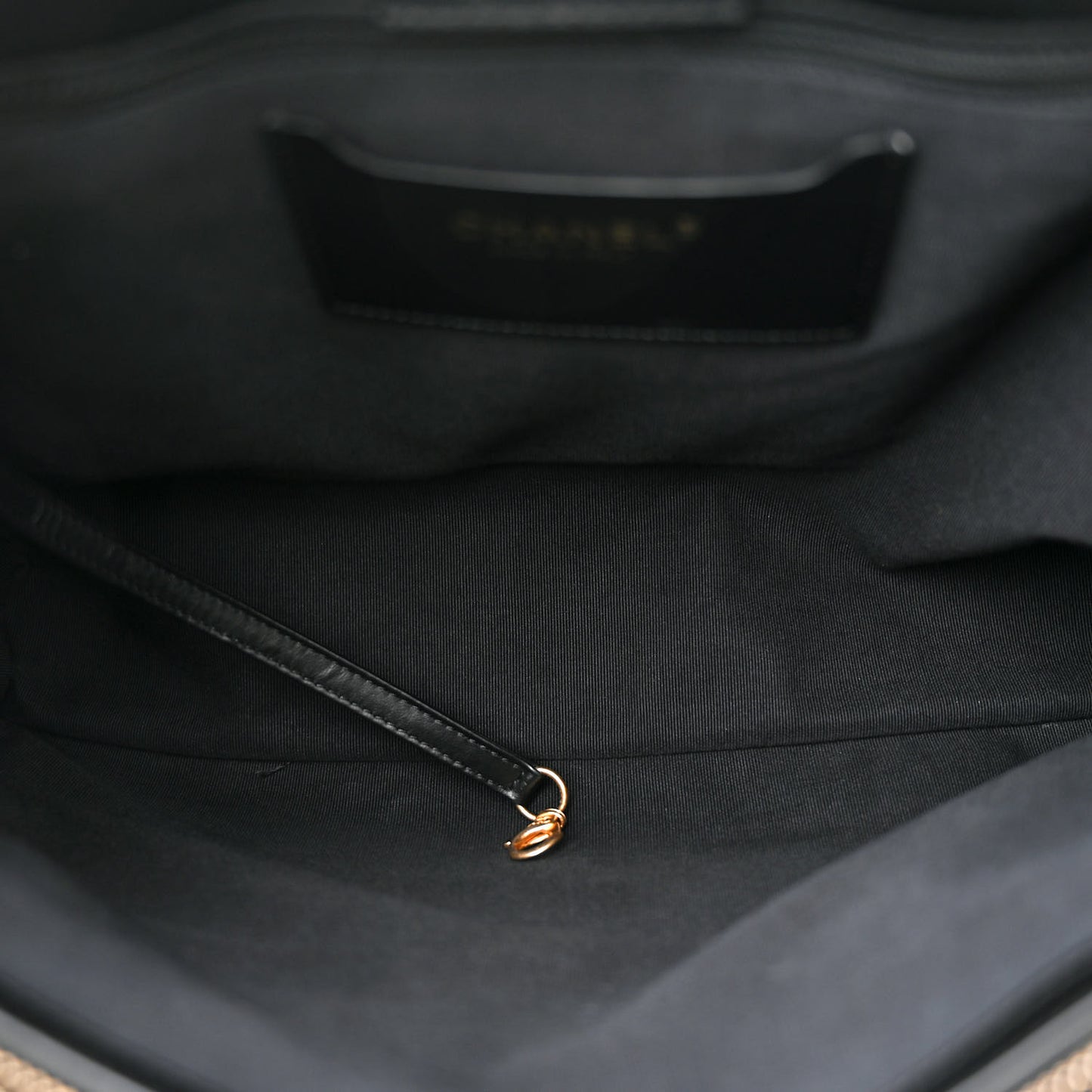 Shiny Caviar Quilted Chain Handle Shopping Tote Black
