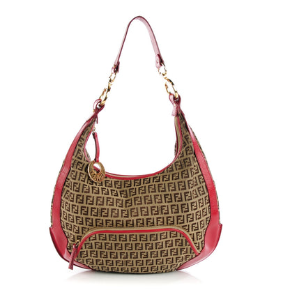 Fendi Zucchino Cuoio Chef Hobo Mogano Panna Rosso 1 of 8