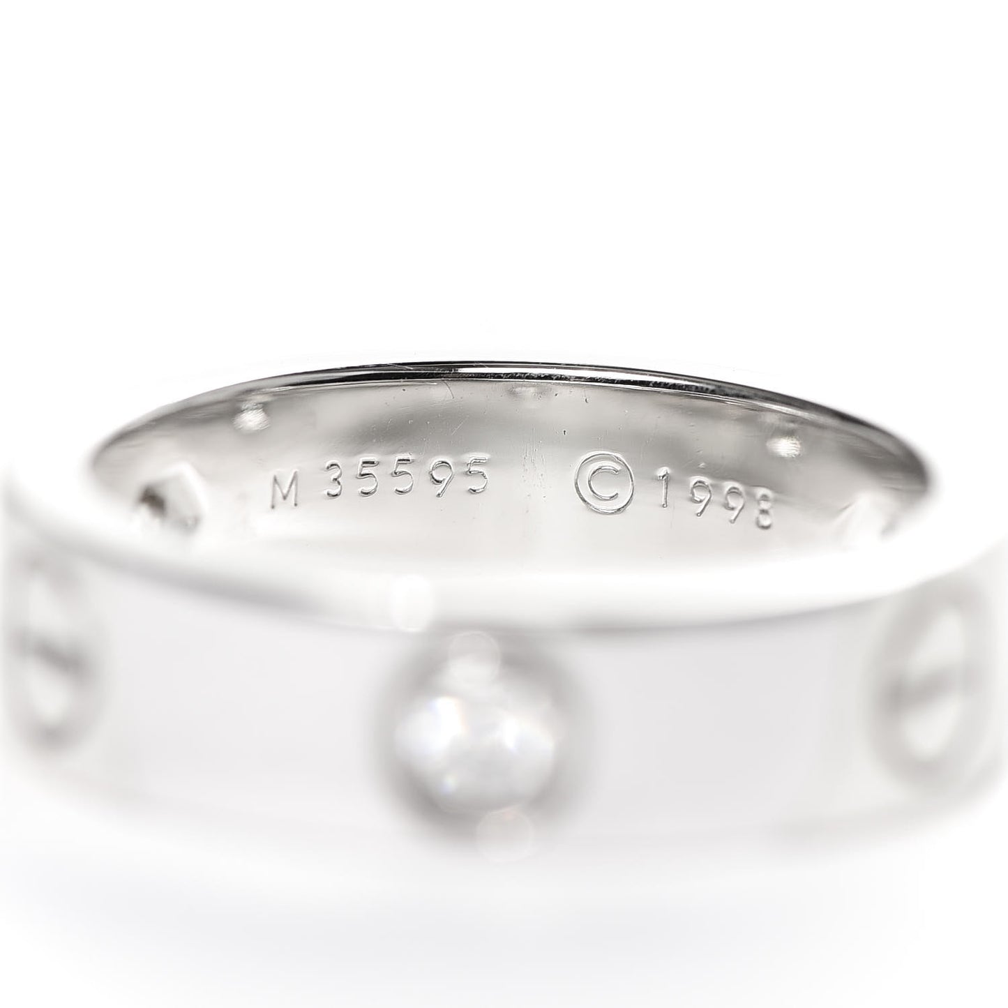 18K White Gold 3 Diamond 5.5mm LOVE Ring 53 6.25
