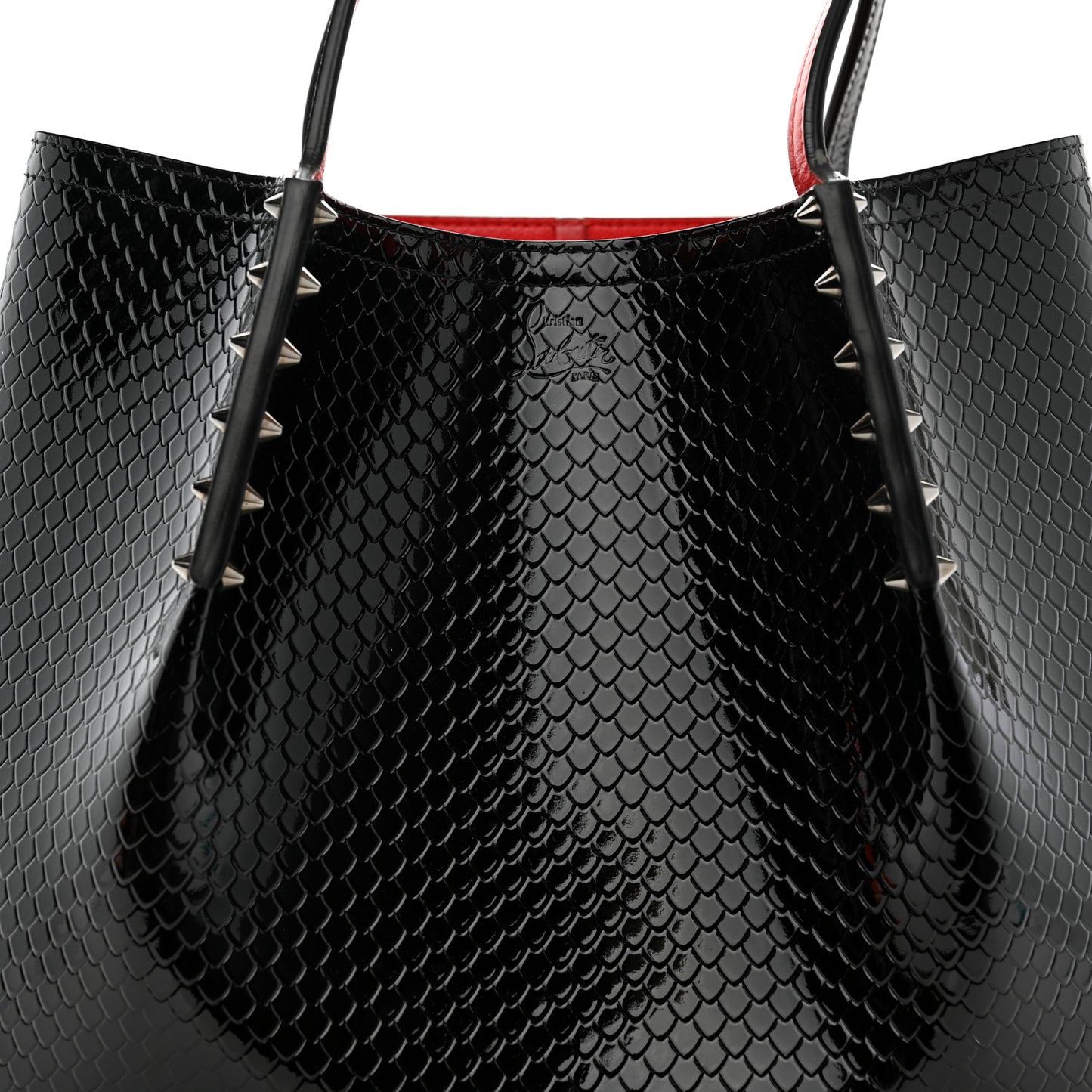 Calfskin Snake Embossed Spikes Small Cabarock Black