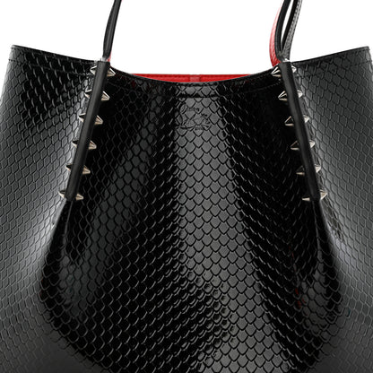 Christian Louboutin Calfskin Snake Embossed Spikes Small Cabarock Black 7 of 11