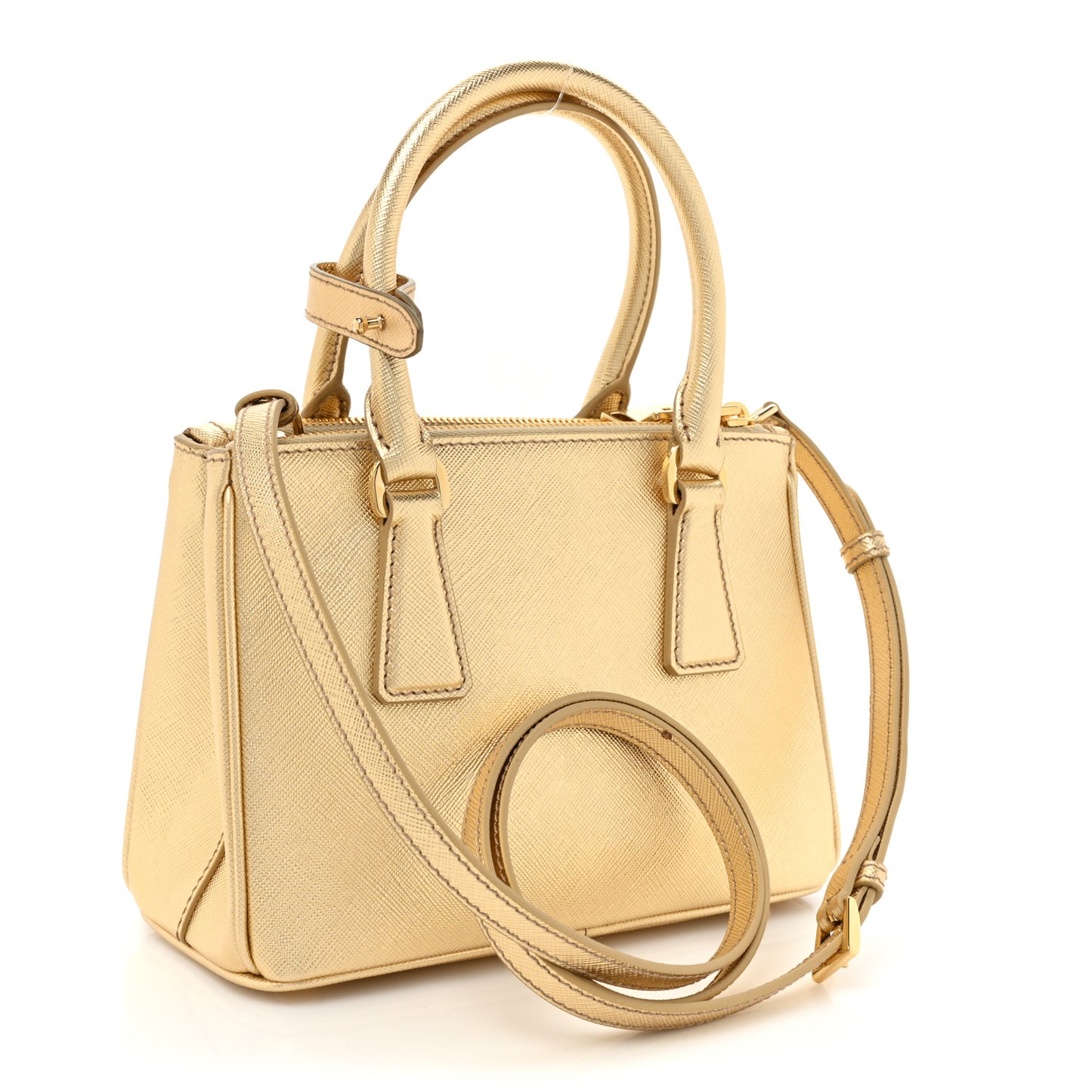 Saffiano Lux Mini Galleria Double Zip Tote Platino