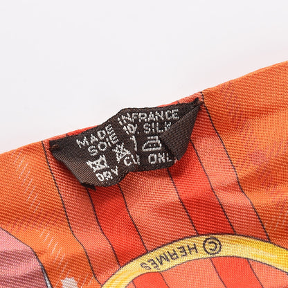 Hermes Silk Tatersale Twilly Rouge Orange Jaune D'Or 3 of 8