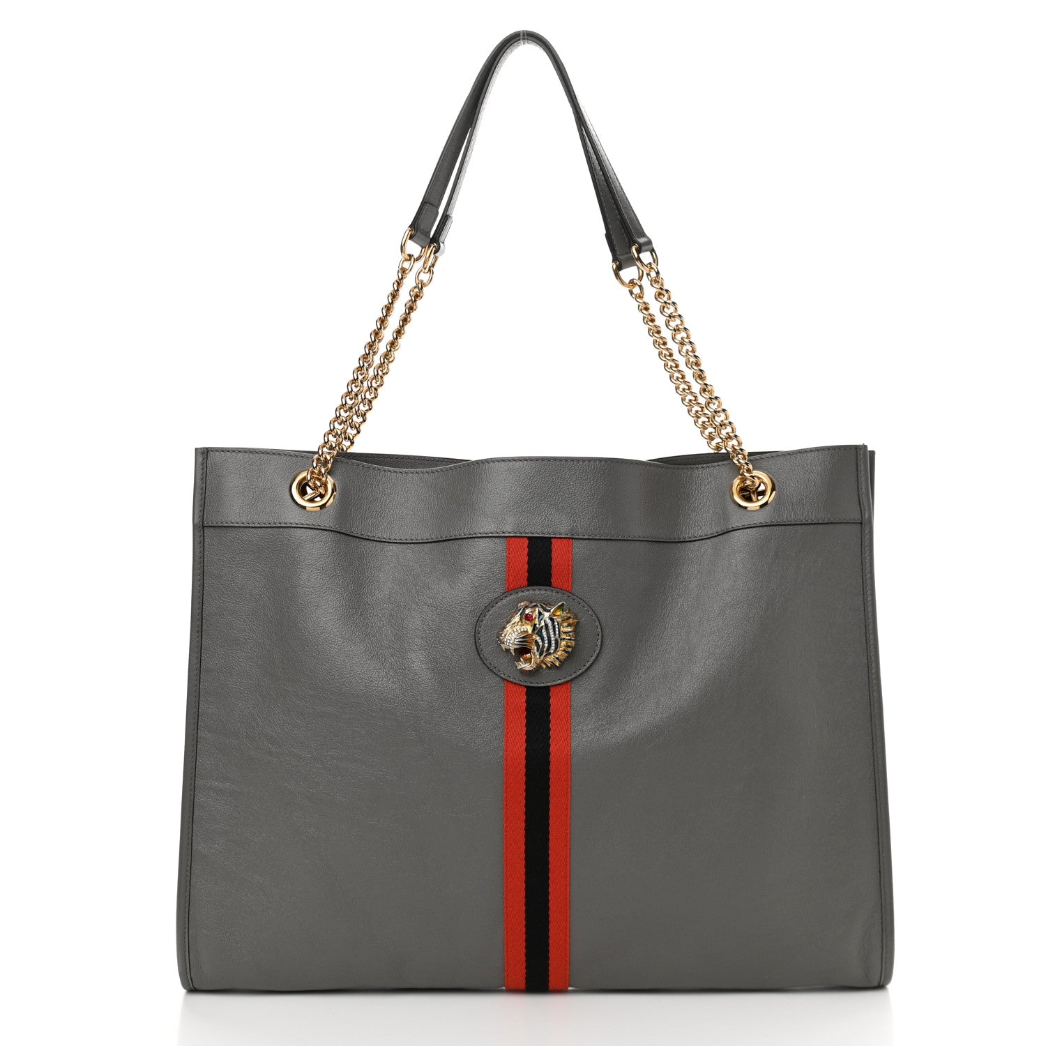 Gucci Calfskin Large Rajah Chain Tote Grey 3 of 11