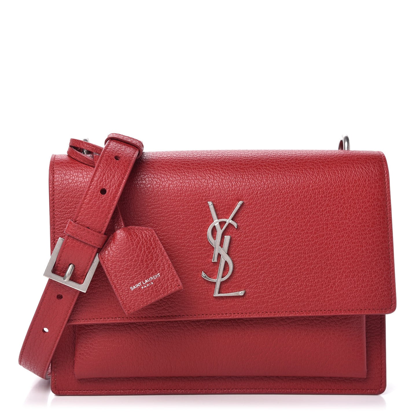 Grained Calfskin Medium Monogram Sunset Satchel Red