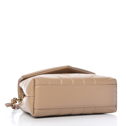 Saint Laurent Calfskin Y Quilted Monogram Toy Loulou Crossbody Bag Latte 4 of 11