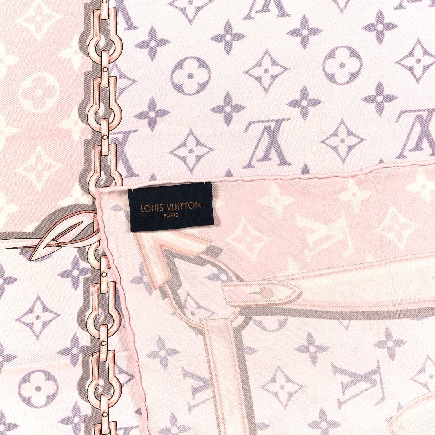 Louis Vuitton Silk Monogram Confidential Square Scarf Light Pink 2 of 3