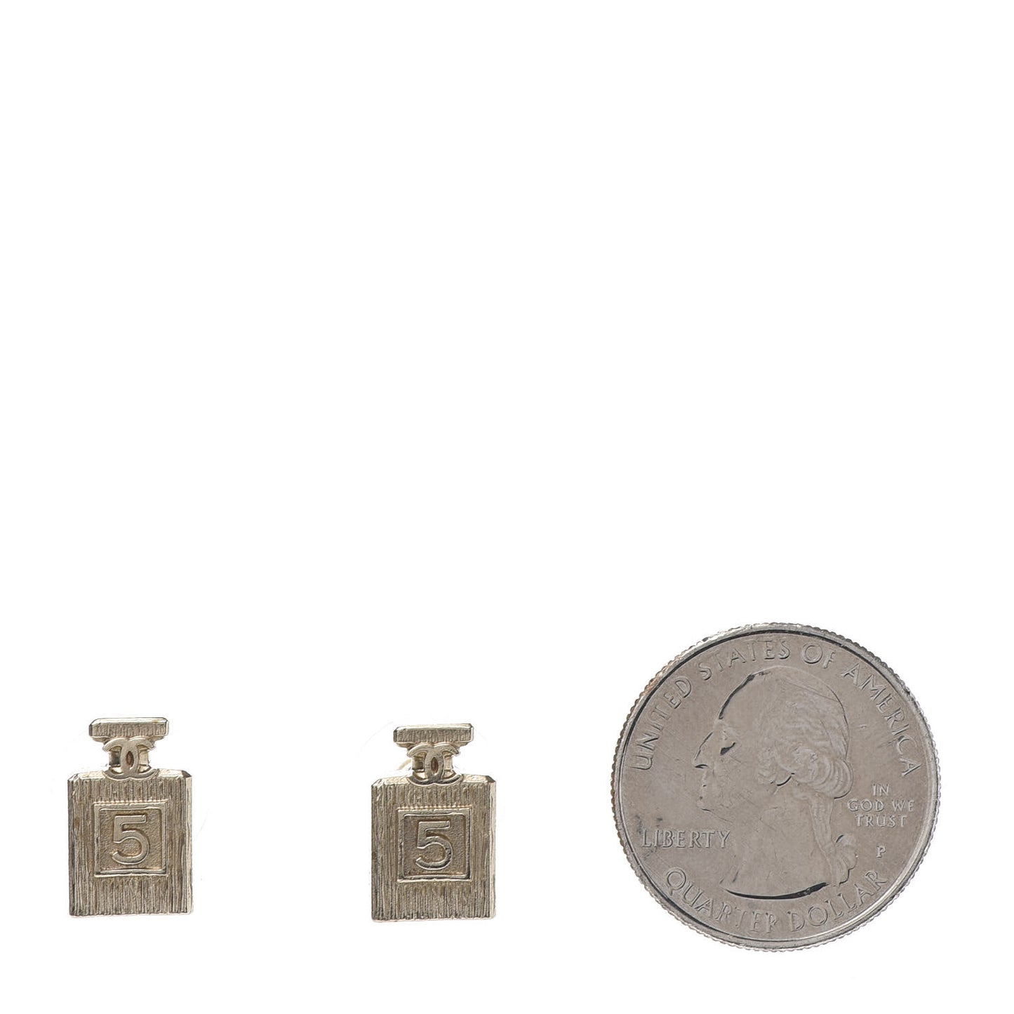 Coco No 5 Perfume Bottle Earrings Gold