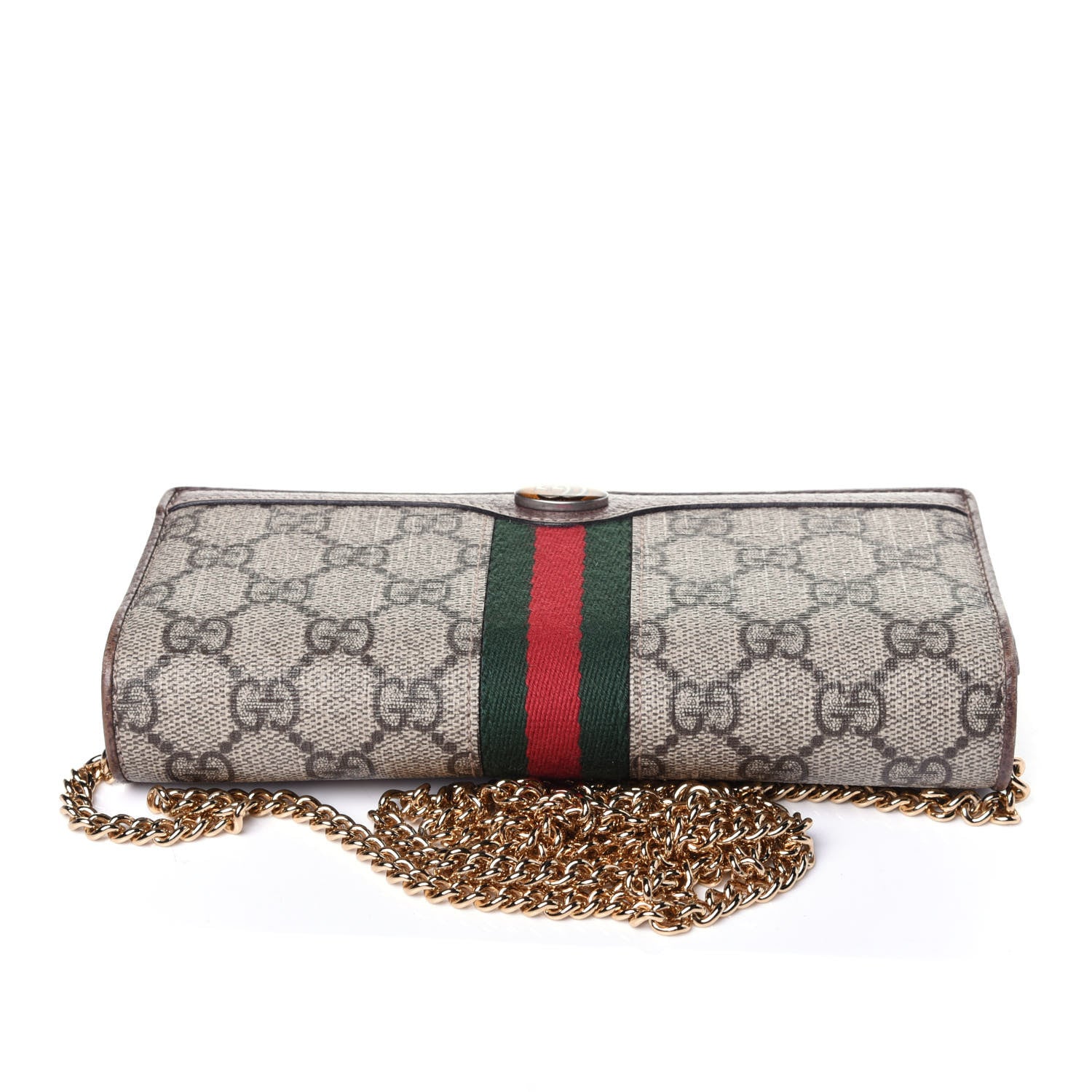Gucci GG Supreme Monogram Web Ophidia Wallet On Chain Brown 11 of 12