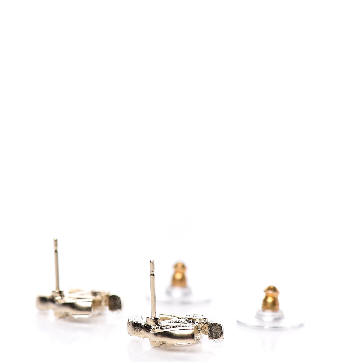 Chanel Crystal Baguette CC Earrings Gold 4 of 5