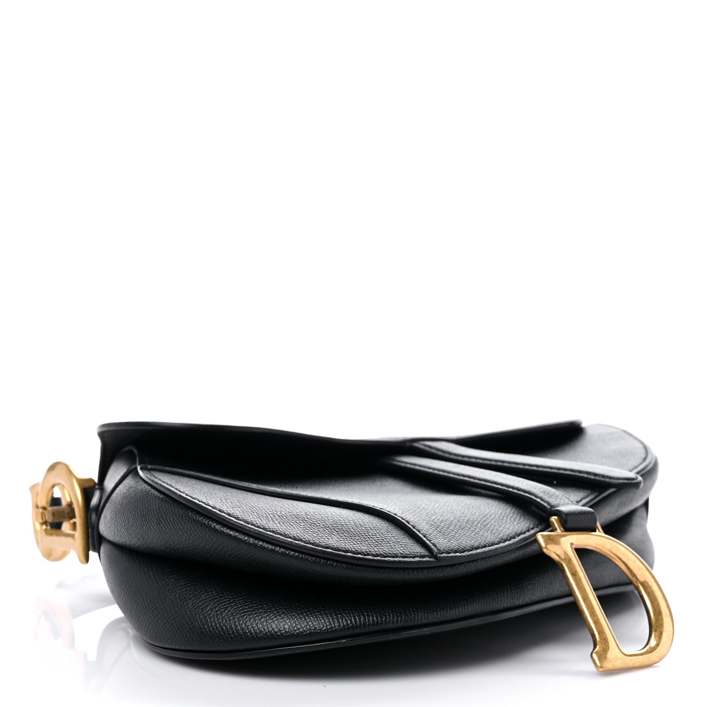 Grained Calfskin Saddle Bag Black