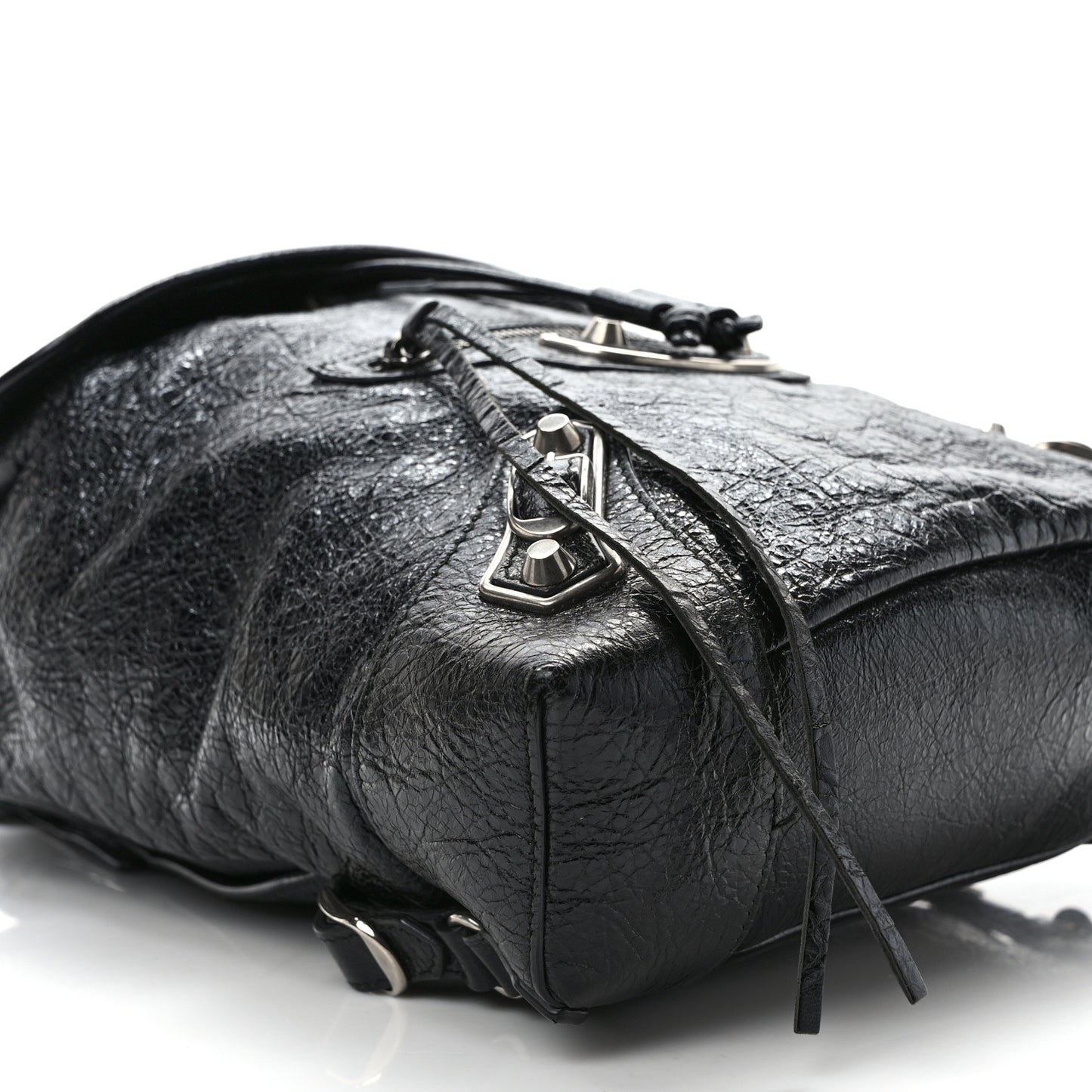 Agneau Silver Metallic Edge Hardware Backpack Black