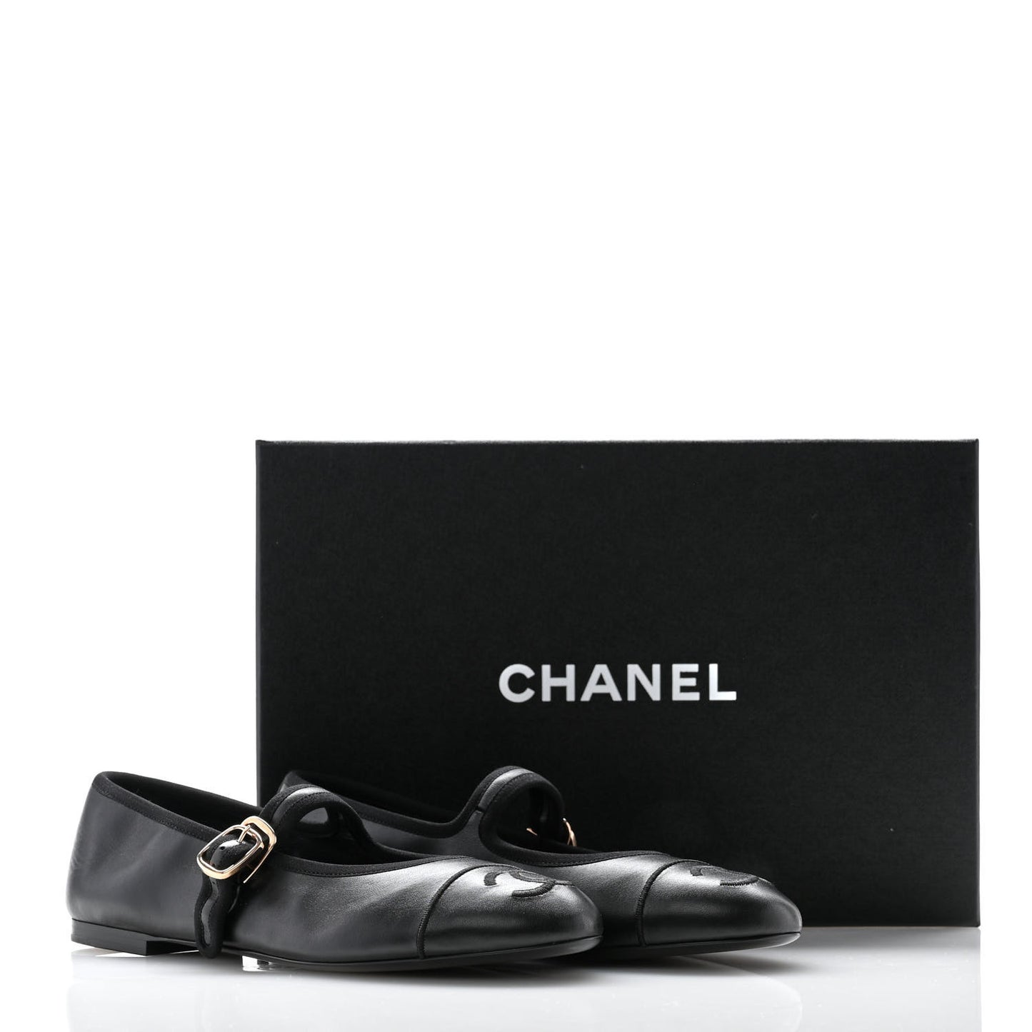 Lambskin Mary Jane Flats 38 Black