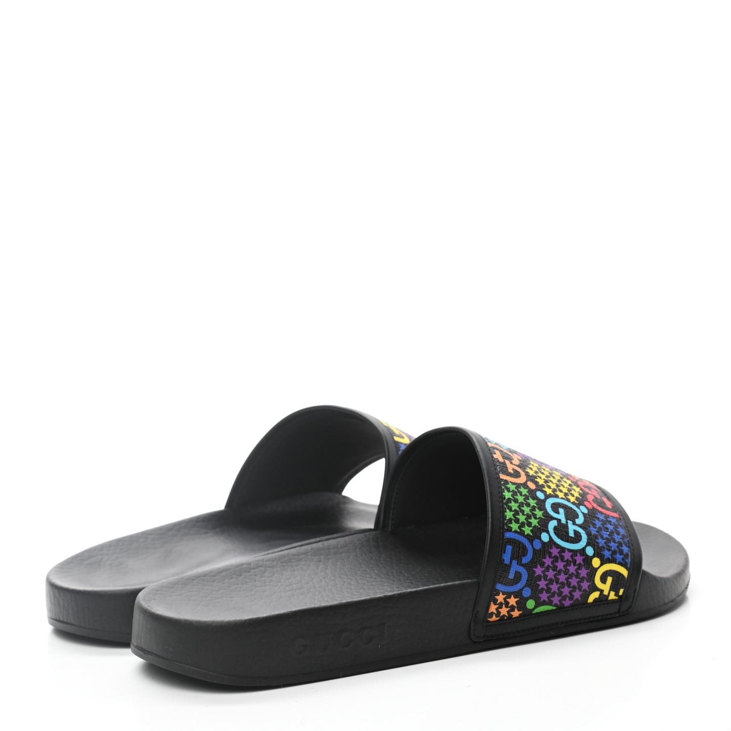 GG Supreme Monogram Psychedelic Mens Slide Sandals 9 Black Multicolor