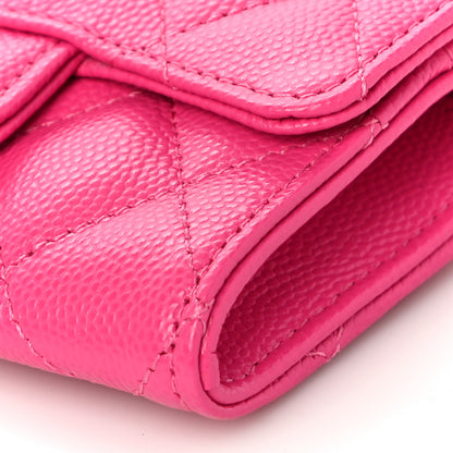 Chanel Caviar Quilted Flap Card Holder Wallet Dark Pink 11 of 12