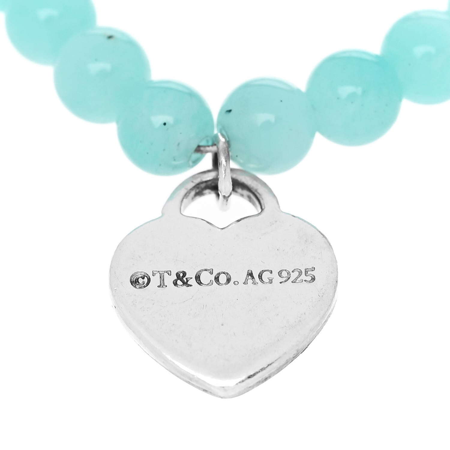 Tiffany Sterling Silver Amazonite 4mm Return to Tiffany Heart Tag