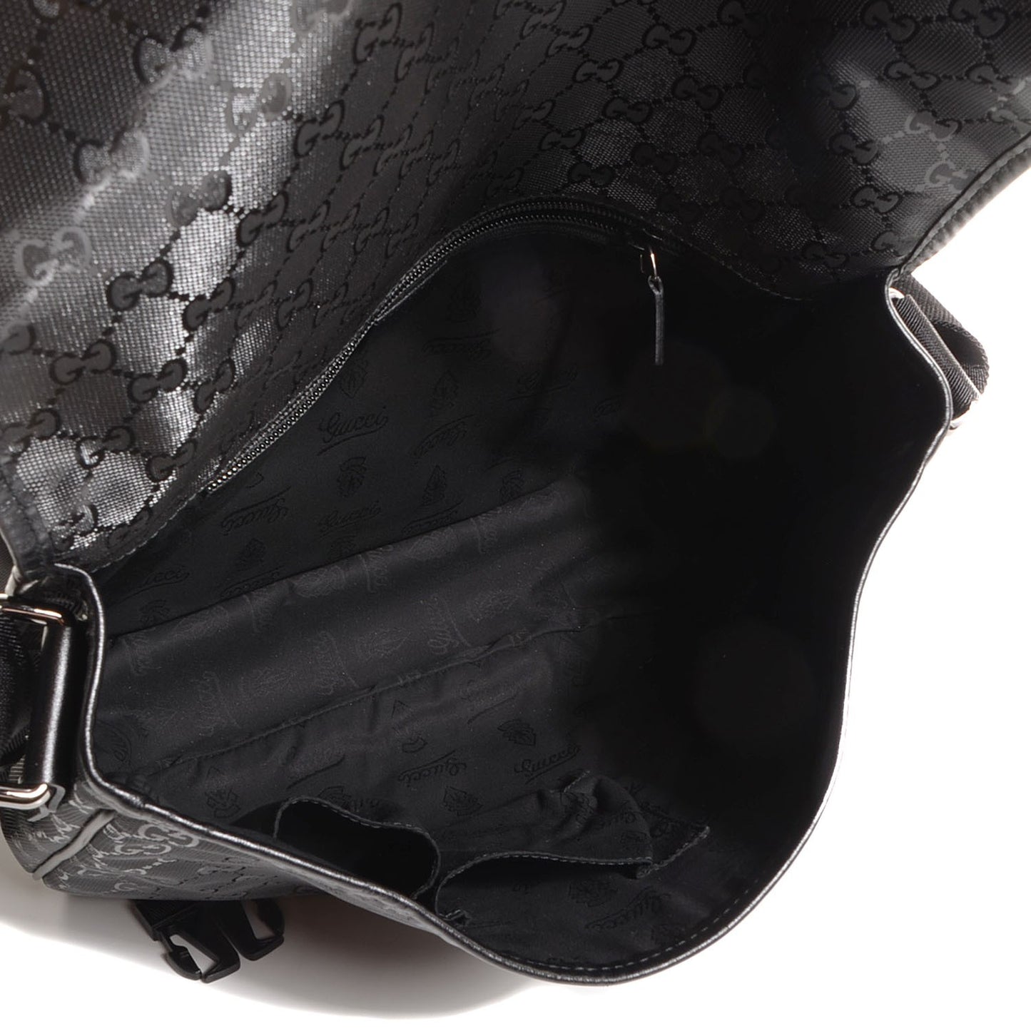 Imprime Monogram Medium Double Buckle Flap Messenger Bag Black