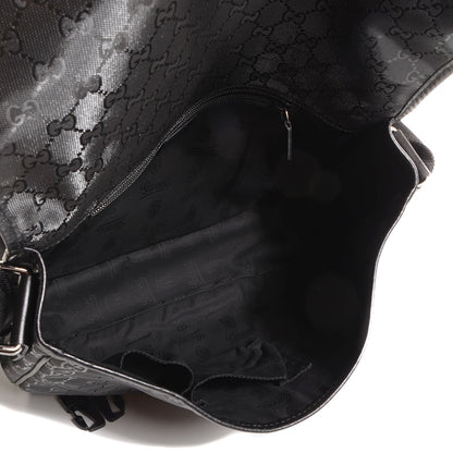 Gucci Imprime Monogram Medium Double Buckle Flap Messenger Bag Black 5 of 7