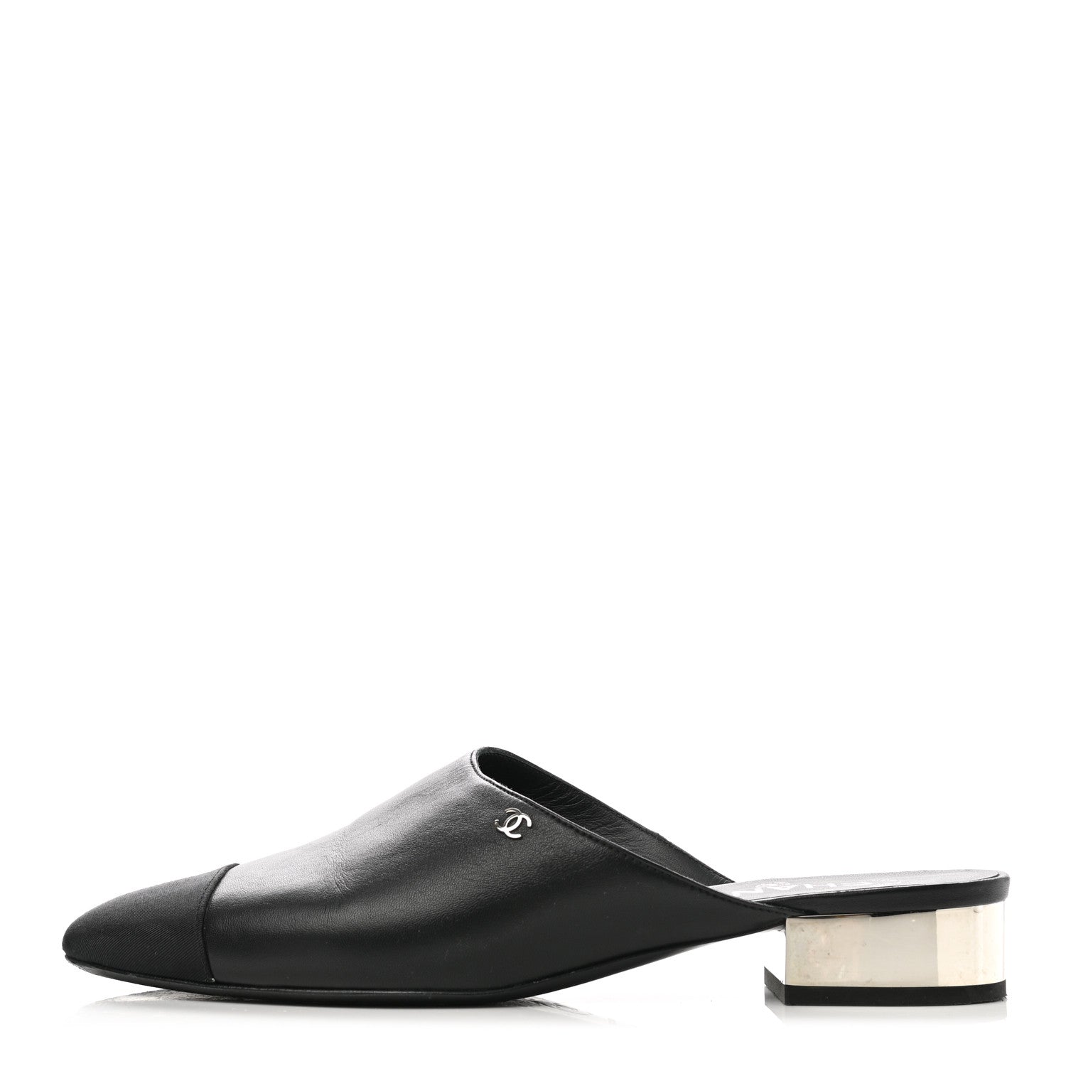 Chanel Lambskin Grosgrain Cap Toe CC Mules 39.5 Black 1 of 12