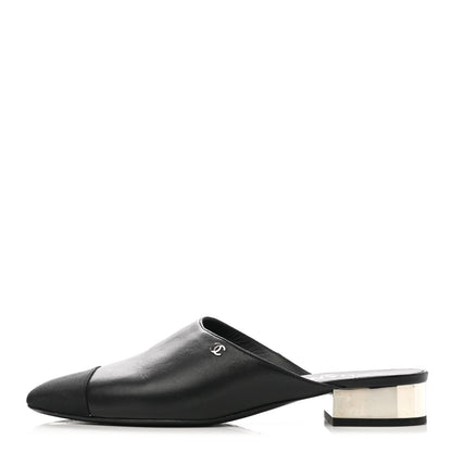 Chanel Lambskin Grosgrain Cap Toe CC Mules 39.5 Black 1 of 12