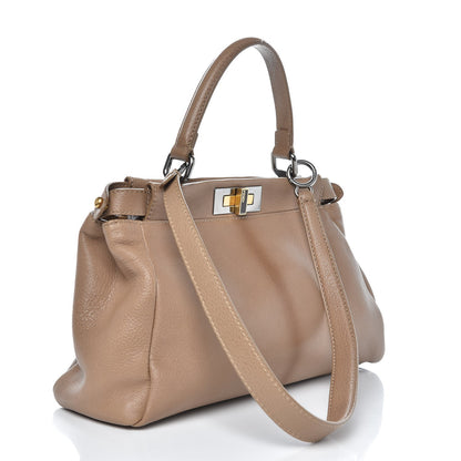 Fendi Goatskin Watersnake Medium Peekaboo Iconic Satchel Taupe Phard 4 of 9