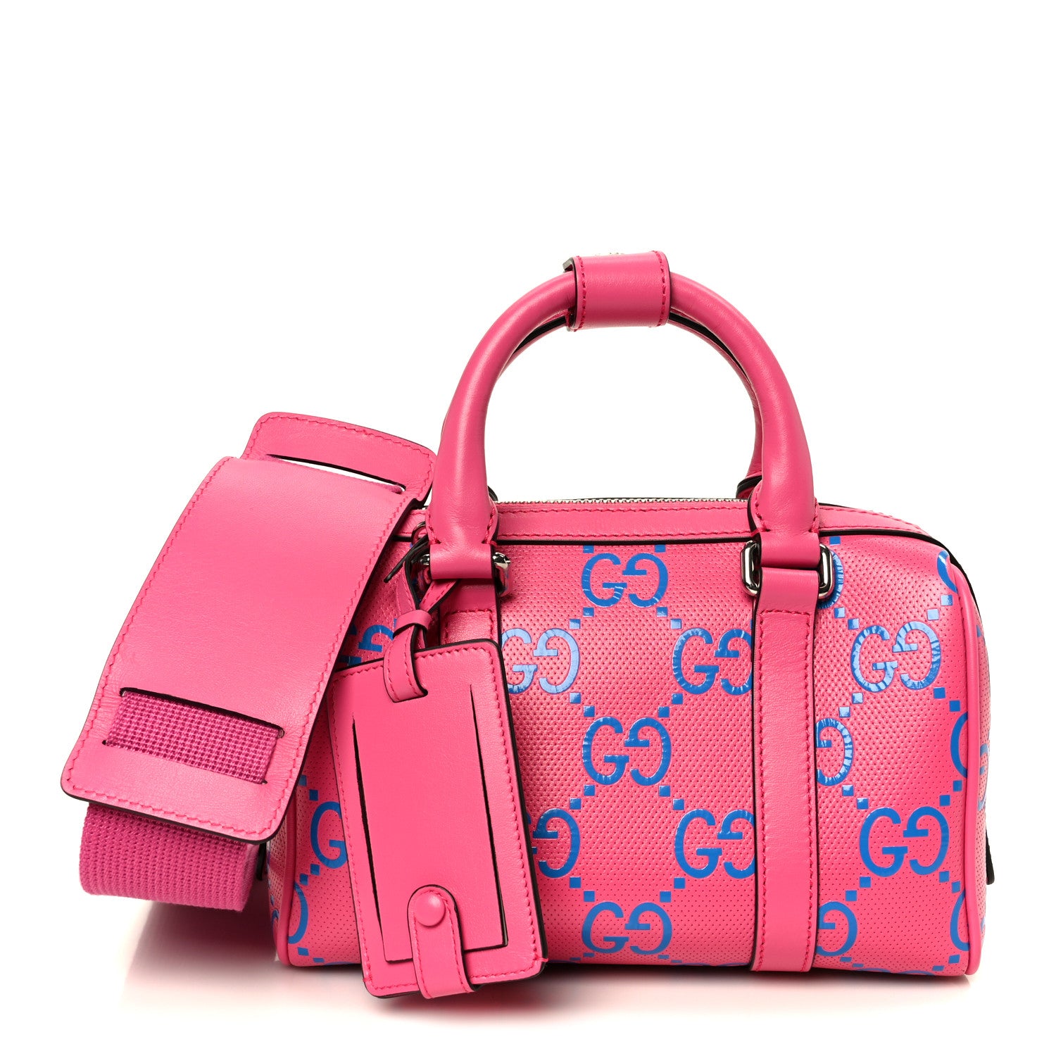Gucci Calfskin GG Tennis Bi-Color Embossed Mini Duffle Bag Modern Fucsia Modern Blue 1 of 10