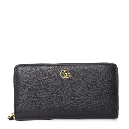 Gucci Dollar Calfskin GG Marmont Zip Around Wallet Black 1 of 8